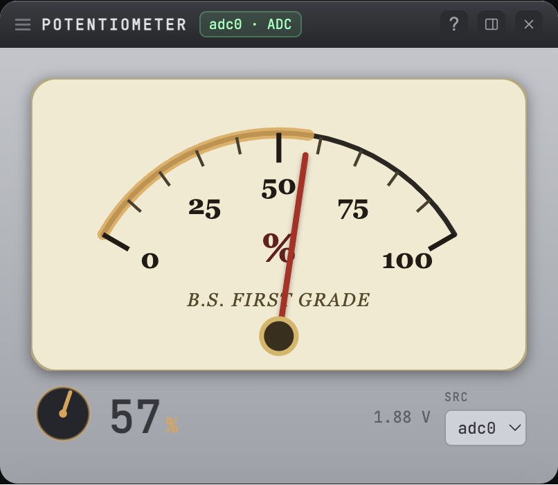 Potentiometer instrument dial