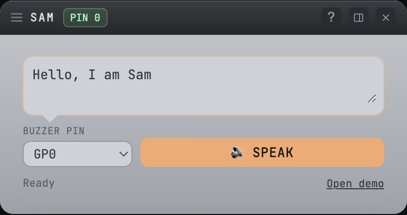 SAM text-to-speech instrument